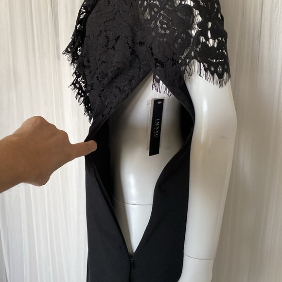 NEW!! Isaac Mizrahi black lace wide leg jumpsuit! Ruffles holiday, event Size 6 - Picture 12 of 17